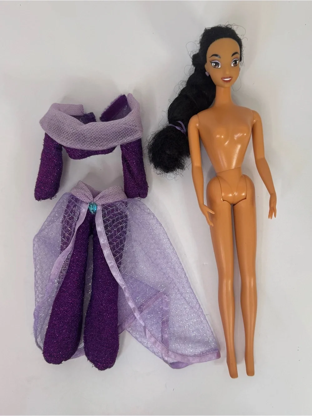 Vintage Disney Store Princess Jasmine Doll Sparkly Purple Outfit
